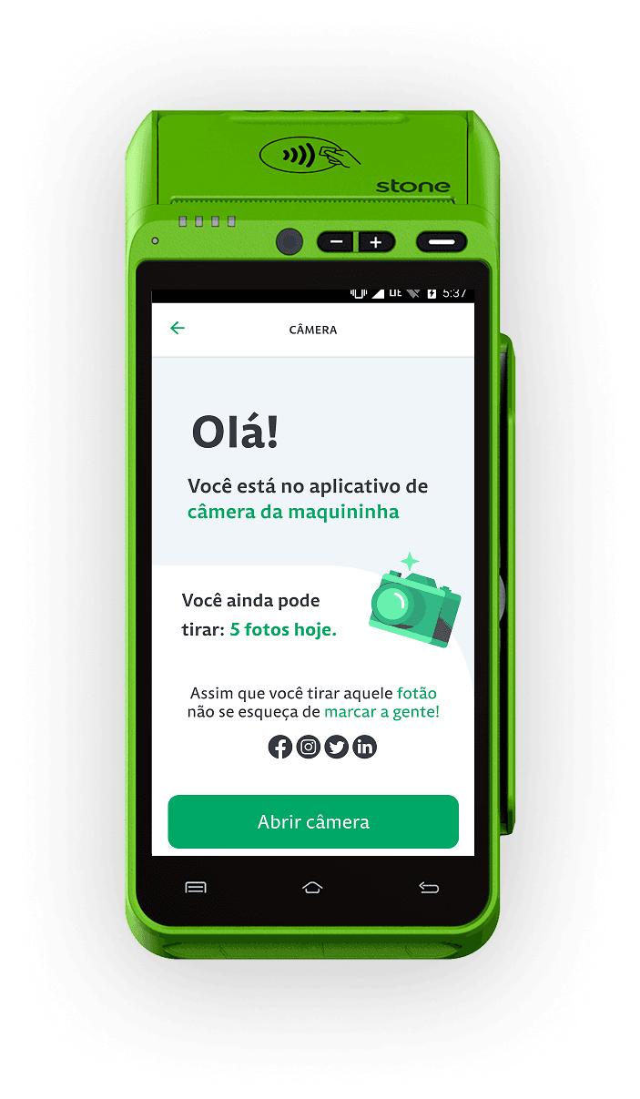 App Store running on credit card machine showing an app page.